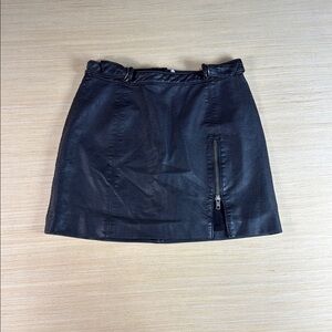 Free People Black Leather Mini‎ Skirt